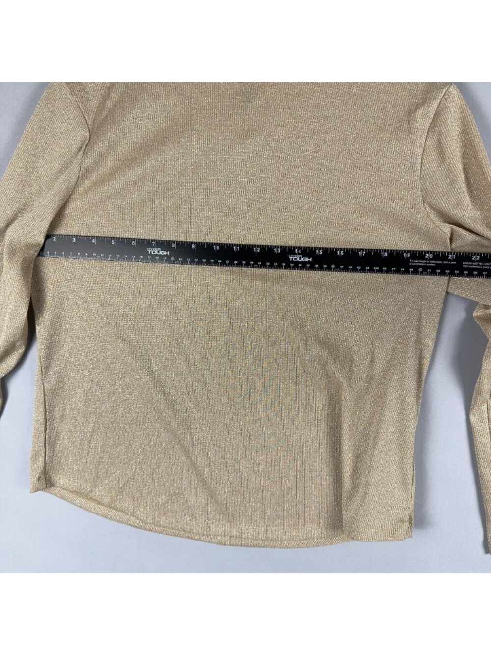 Gap Turtleneck Sweater Top Size XL Gold Metallic Long Sleeve Classic Ribbed - Picture 9 of 12